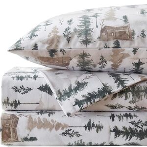 Sweet Home Flannel King 4 pc Set - Winter Cabin - New